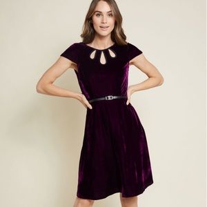 ModCloth Mystery Mastery dress in purple velvet